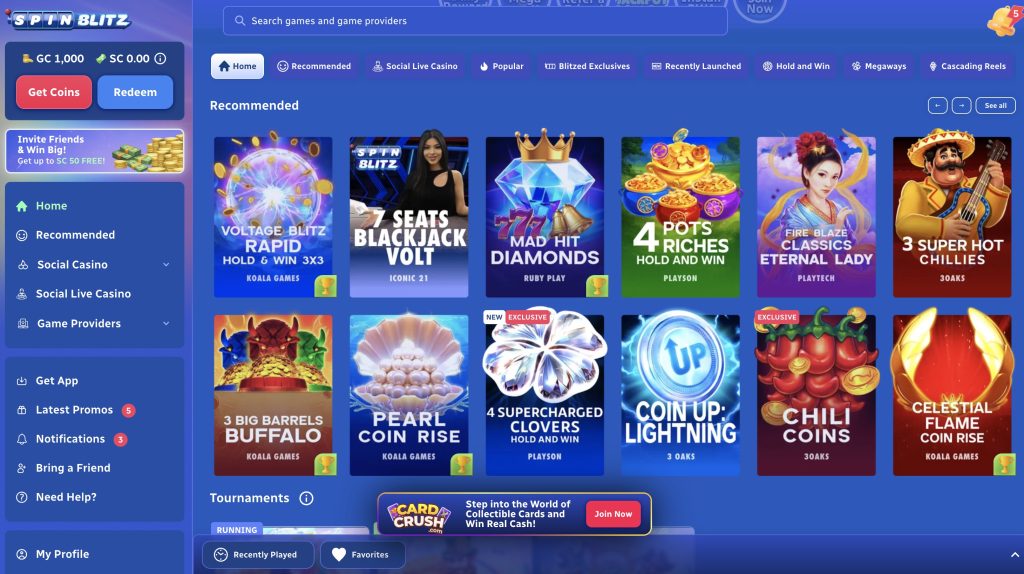 Spinblitz Sweepstakes and Social Casino Site